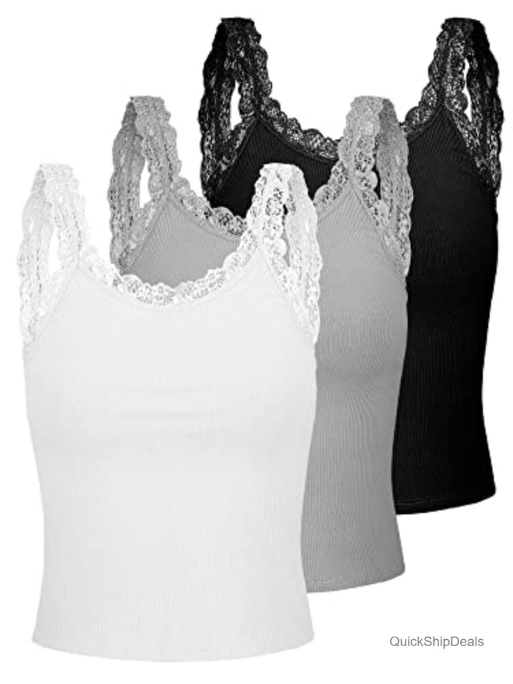 Lace Trim Tank Top Camisole Sleeveless Scoop Neck Fitted Y2k Cami